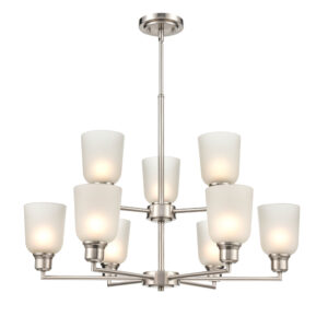 Millennium Lighting 2819-BN Amberle Nine Light Chandelier Brushed Nickel finish