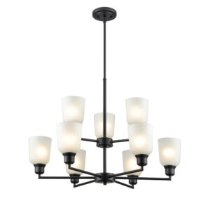 Millennium Lighting 2819-MB Amberle Nine Light Chandelier Matte Black finish