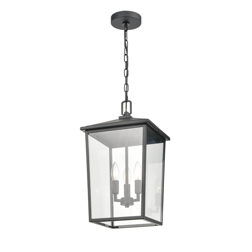 Millennium Lighting 2973-PBK Fetterton Three Light Outdoor Pendant Powder Coated Black finish