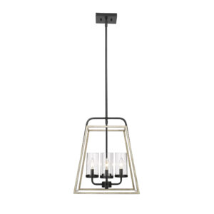 Millennium Lighting 3004-MB/GW Bonnie Four Light Pendant Matte Black finish Grey Wood finish