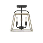 Millennium Lighting 3011-MB/GW Bonnie Three Light Semiflush Matte Black finish Grey Wood finish