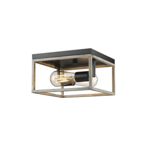 Millennium Lighting 3012-MB/GW Bonnie Two Light Flush Mount Matte Black finish Grey Wood finish
