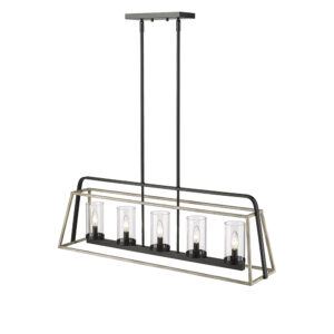 Millennium Lighting 3015-MB/GW Bonnie Five Light Pendant Matte Black finish Grey Wood finish