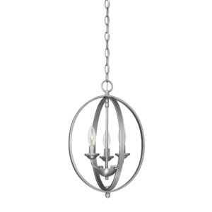 Millennium Lighting 3033-BPW Three Light Foyer Pendant Brushed Pewter finish
