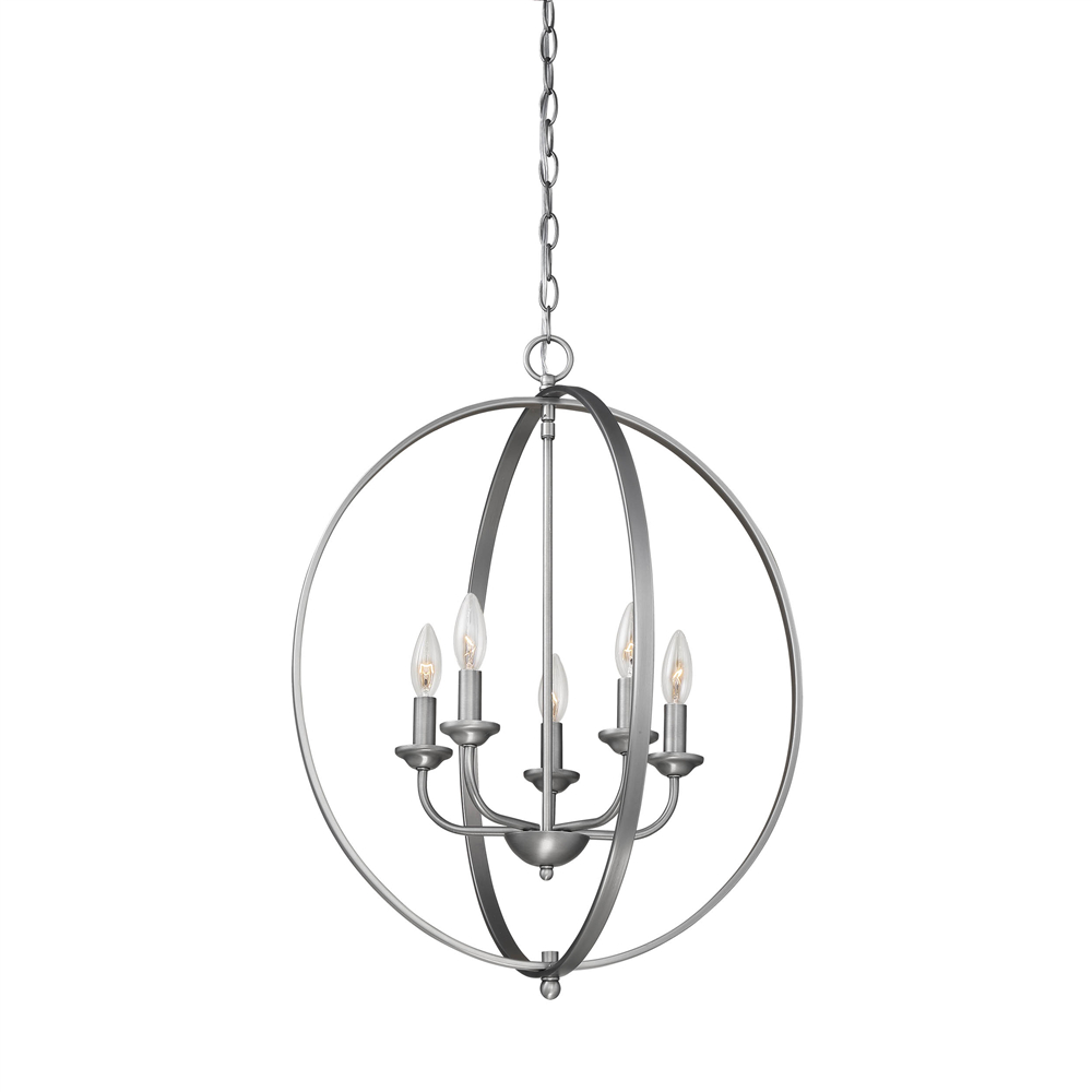 Millennium Lighting 3035-BPW Five Light Pendant Brushed Pewter finish