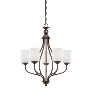 Millennium Lighting 3055-RBZ Lansing Five Light Chandelier Rubbed Bronze finish