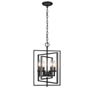 Millennium Lighting 3230-MB Nellis Four Light Folding Pendant Matte Black finish