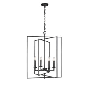 Millennium Lighting 3232-MB Nellis Four Light Folding Pendant Matte Black finish