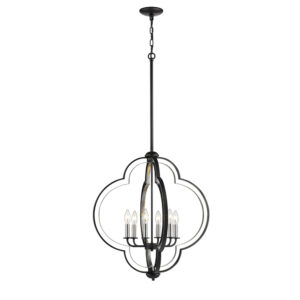 Millennium Lighting 3476-MB/BN Six Light Pendant Matte Black finish Brushed Nickel finish