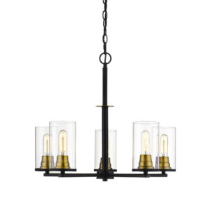 Millennium Lighting 3485-MB/HBZ Pasadena Five Light Chandelier Matte Black finish Heirloom Bronze finish