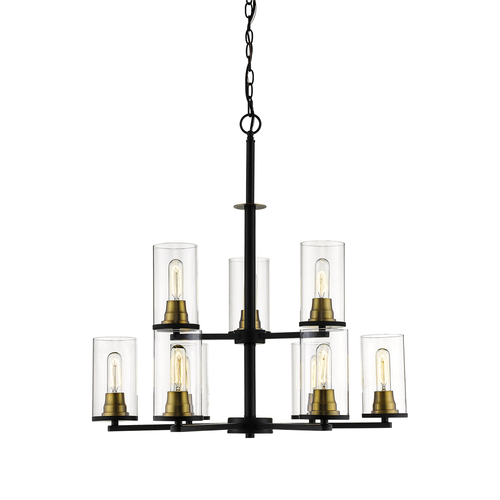 Millennium Lighting 3489-MB/HBZ Pasadena Nine Light Chandelier Matte Black finish Heirloom Bronze finish