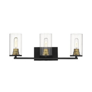Millennium Lighting 3493-MB/HBZ Pasadena Three Light Vanity Matte Black finish Heirloom Bronze finish