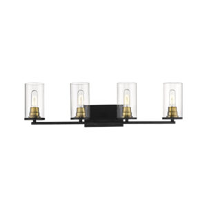Millennium Lighting 3494-MB/HBZ Pasadena Four Light Vanity Matte Black finish Heirloom Bronze finish