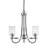 Millennium Lighting 3503-MB/BN Clifton Three Light Chandelier Matte Black finish Brushed Nickel finish