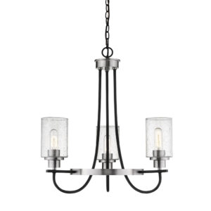 Millennium Lighting 3503-MB/BN Clifton Three Light Chandelier Matte Black finish Brushed Nickel finish