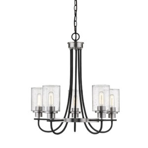Millennium Lighting 3505-MB/BN Clifton Five Light Chandelier Matte Black finish Brushed Nickel finish