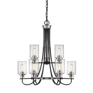 Millennium Lighting 3509-MB/BN Clifton Nine Light Chandelier Matte Black finish Brushed Nickel finish