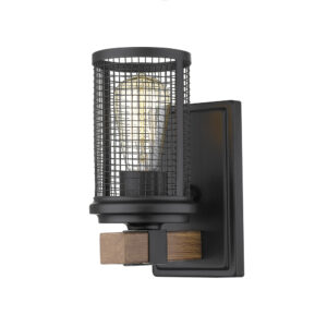Millennium Lighting 3531-MB/WG Mesa One Light Vanity Matte Black finish Wood Grain finish