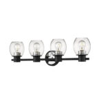 Millennium Lighting 3554-MB/PN Four Light Vanity Matte Black finish Polished Nickel Finish