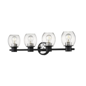 Millennium Lighting 3554-MB/PN Four Light Vanity Matte Black finish Polished Nickel Finish