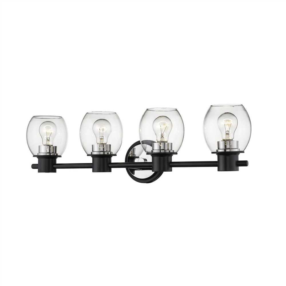 Millennium Lighting 3554-MB/PN Four Light Vanity Matte Black finish Polished Nickel Finish