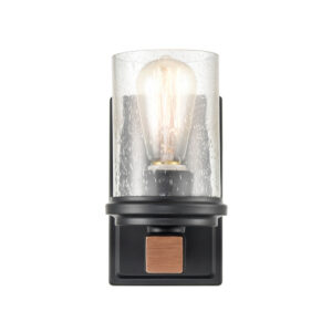 Millennium Lighting 3801-MB/WG Taos One Light Vanity Matte Black finish Wood Grain finish