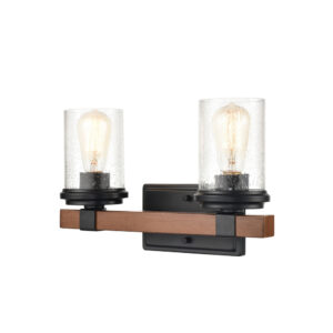 Millennium Lighting 3802-MB/WG Taos Two Light Vanity Matte Black finish Wood Grain finish