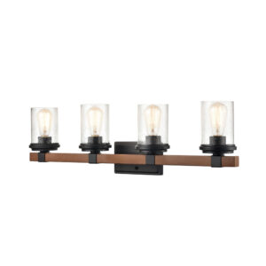 Millennium Lighting 3804-MB/WG Taos Four Light Vanity Matte Black finish Wood Grain finish