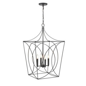 Millennium Lighting 4000-MB Tracy Four Candle Pendant Matte Black finish