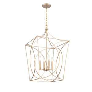 Millennium Lighting 4000-PMG Tracy Four Candle Pendant Painted Modern Gold finish