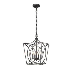 Millennium Lighting 4001-MB Tracy Four Candle Lantern Matte Black finish