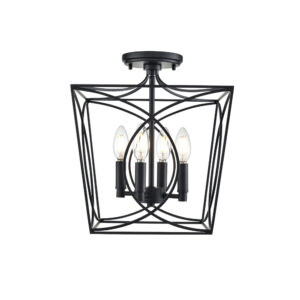 Millennium Lighting 4004-MB Tracy Four Light Semi Flush Mount Matte Black finish
