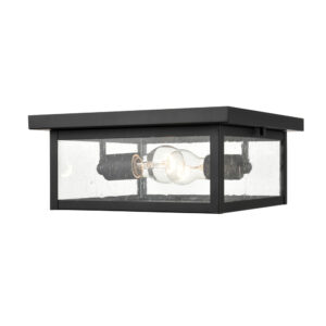 Millennium Lighting 4122-PBK Eventon Two Light Outdoor Flush Mount Powder Coated Black finish