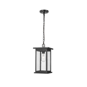 Millennium Lighting 4125-PBK Bowton One Light Outdoor Pendant Powder Coated Black finish