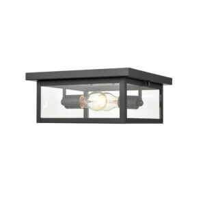 Millennium Lighting 4202-PBK Evanton Two Light Outdoor Flush Mount Powder Coated Black finish
