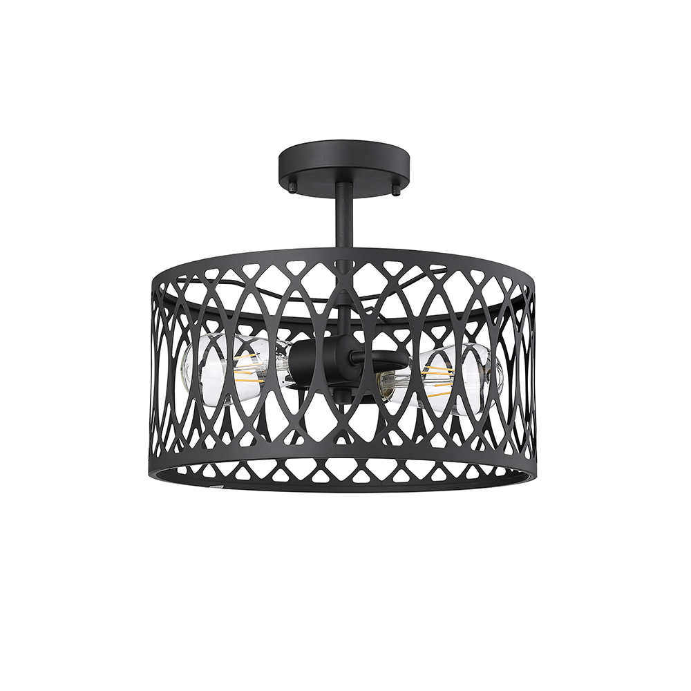 Millennium Lighting 4212-MB Arelyn Two Light Semi Flush Mount Matte Black finish