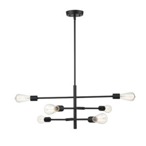 Millennium Lighting 4246-MB Decco Six Light Chandelier Matte Black finish