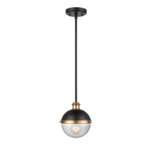Millennium Lighting 4250-MB/AB Ellmira One Light Mini Pendant Matte Black finish Antique Brass finish
