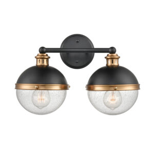 Millennium Lighting 4252-MB/AB Ellmira Two Light Wall Sconce Matte Black finish Antique Brass finish