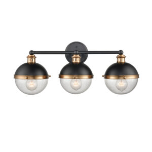 Millennium Lighting 4253-MB/AB Ellmira Three Light Wall Sconce Matte Black finish Antique Brass finish