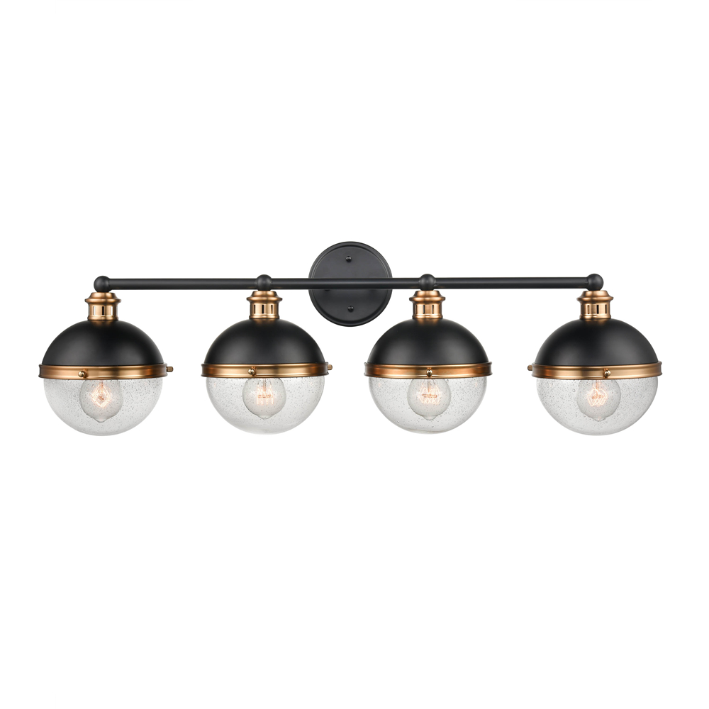 Millennium Lighting 4254-MB/AB Ellmira Four Light Wall Sconce Matte Black finish Antique Brass finish