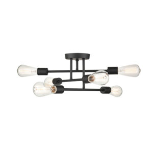 Millennium Lighting 4256-MB Decco Six Light Semi Flush Mount Matte Black finish