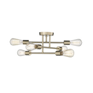 Millennium Lighting 4256-MG Decco Six Light Semi Flush Mount Modern Gold finish