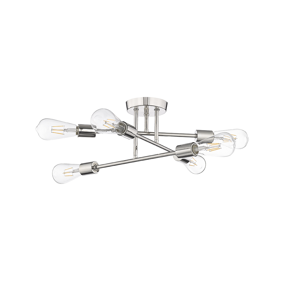 Millennium Lighting 4256-PN Decco Six Light Semi Flush Mount Polished Nickel finish