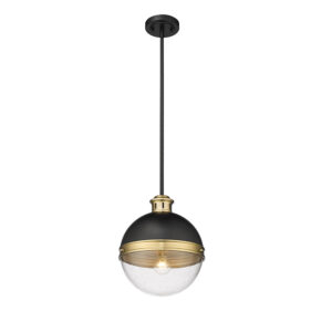 Millennium Lighting 4257-MB/AB Ellmira One Light Pendant Matte Black finish Antique Brass finish