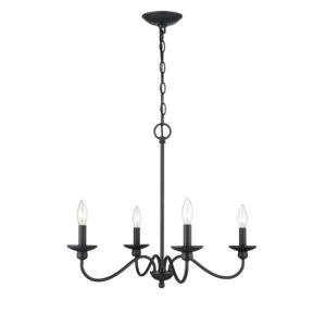 Millennium Lighting 4384-MB Delvona Four Light Chandelier Matte Black finish