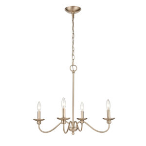 Millennium Lighting 4384-MG Delvona Four Light Chandelier Modern Gold finish