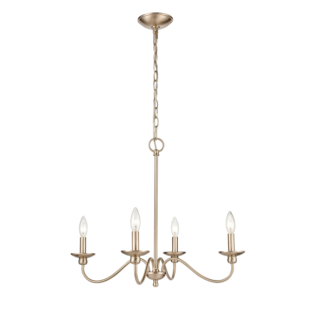 Millennium Lighting 4384-MG Delvona Four Light Chandelier Modern Gold finish