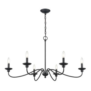 Millennium Lighting 4386-MB Delvona Six Light Chandelier Matte Black finish