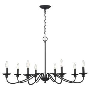 Millennium Lighting 4388-MB Delvona Eight Light Chandelier Matte Black finish